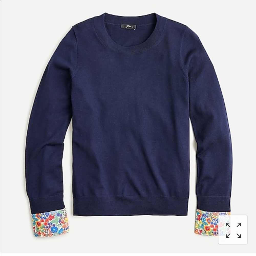 NWT JCrew Tippi crewneck with Liberty cuffs sz L